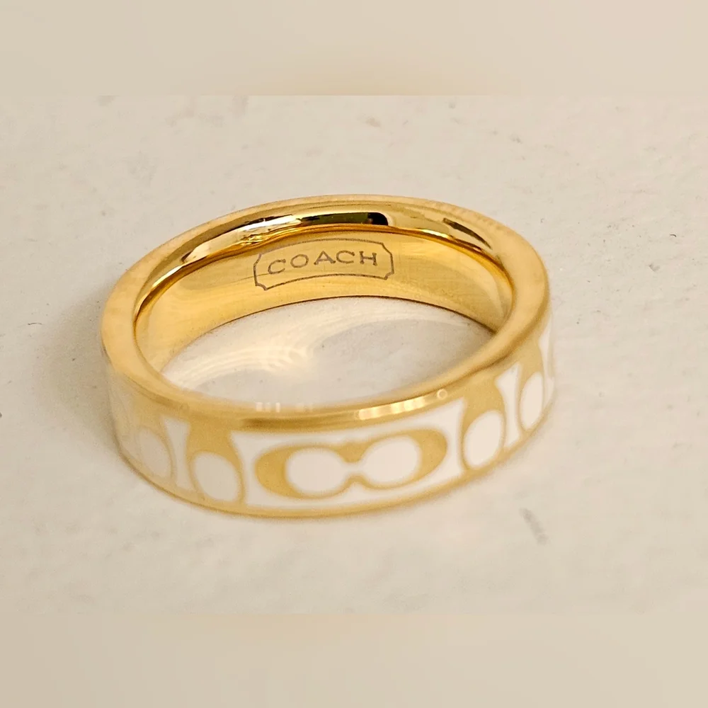 2 Coach Gold and White Stackable Rings - Picture 6 of 6